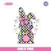 Retro Checkered Easter Bunny Coquette Bow PNG
