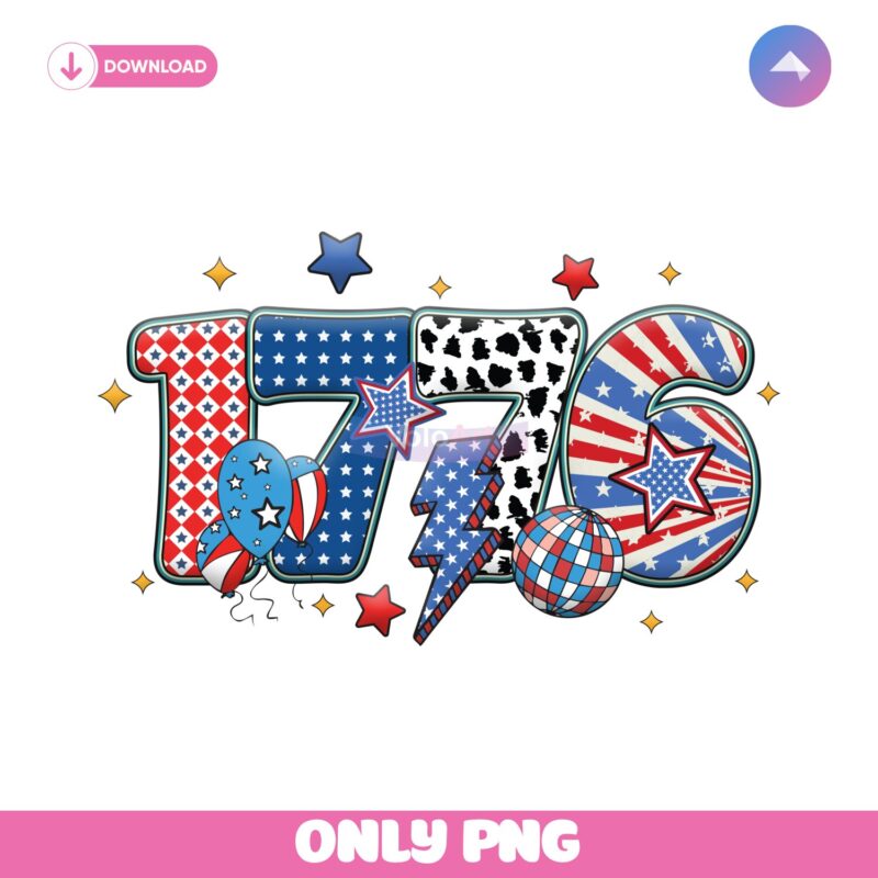 1776 Fourth of July Coquette Bow Lightning Png