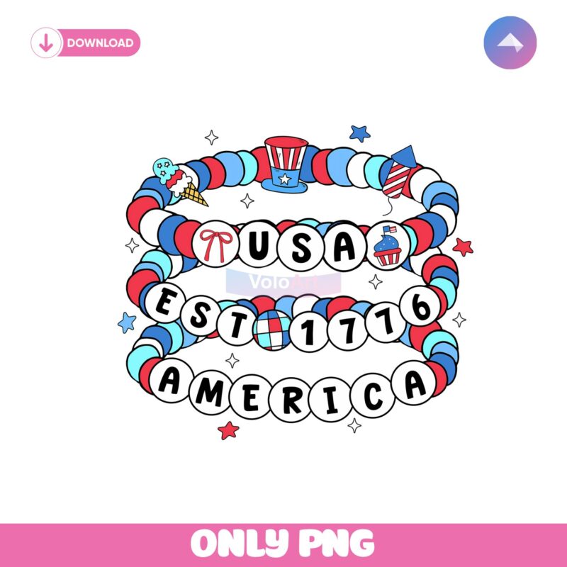 America Friendship Bracelet Girly 1776 Png