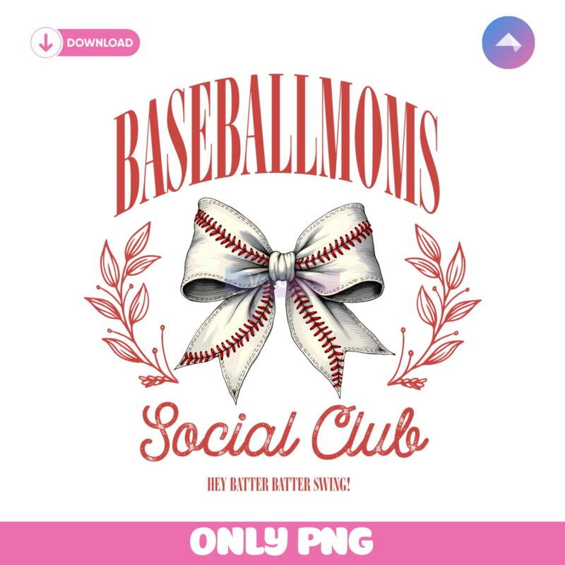 Baseball Moms Social Club Coquette Bow Png