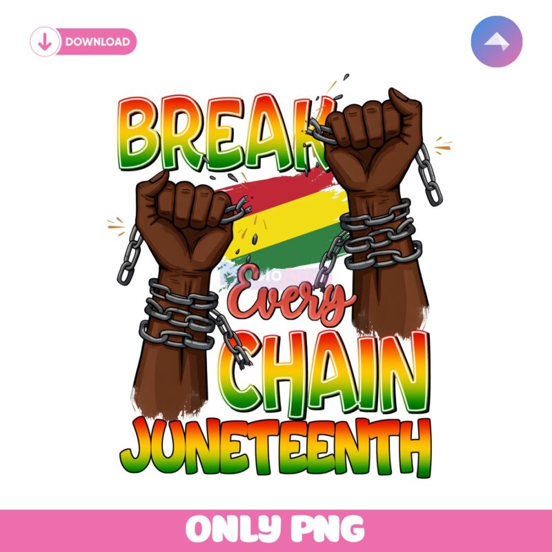 Break Every Chain Juneteenth Freedom Art PNG
