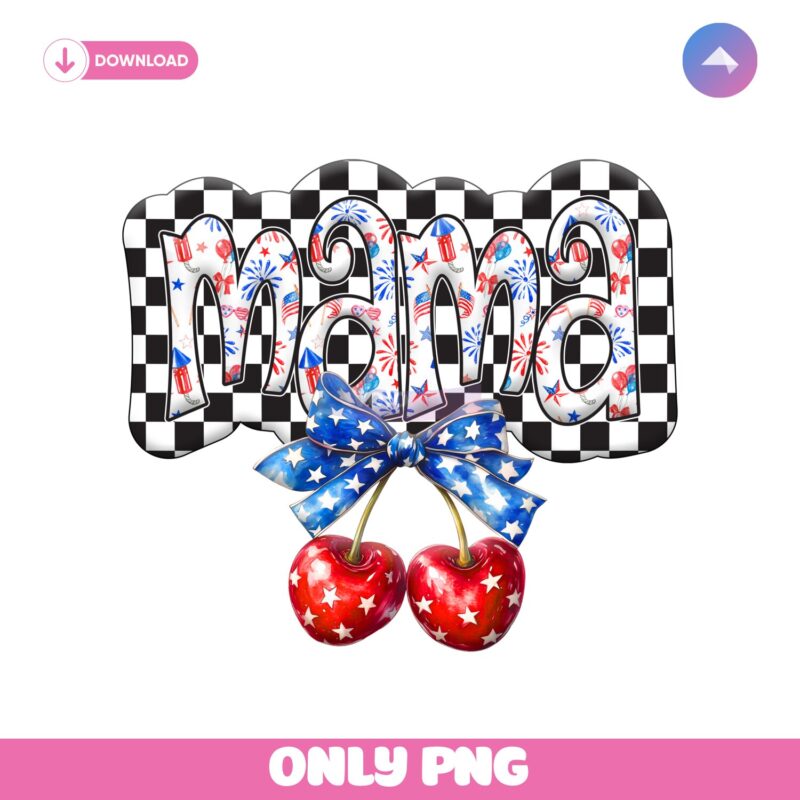 Cherry Bow Coquette Mama Patriotic America PNG