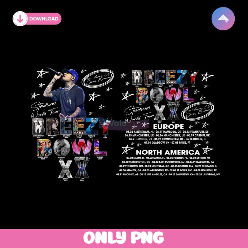 Chris Brown Breezy Bowl XX Tour PNG Digital File