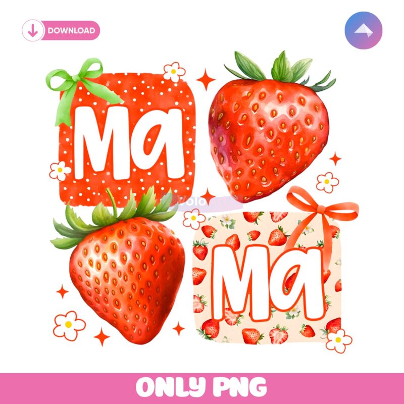 Coquette Mama Strawberry Cute Floral Mothers Day PNG