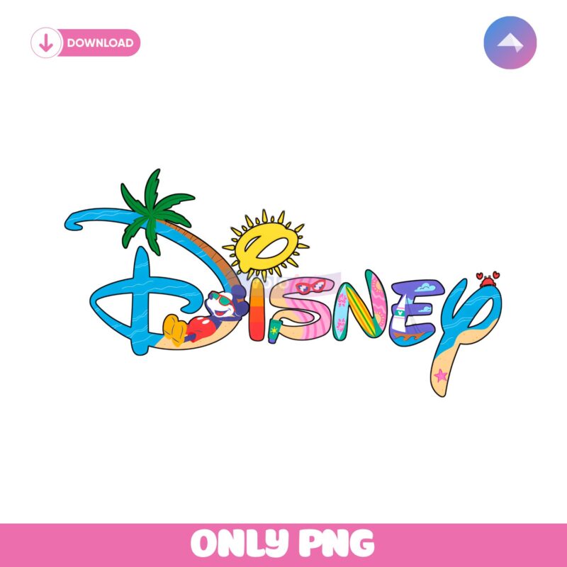Disney Logo Summer Vibes Chillin With Mickey PNG
