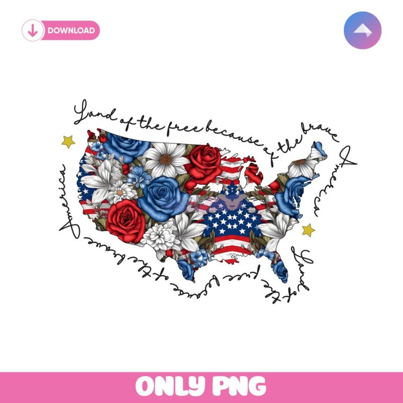 Floral America Map Land Of The Free Land Png