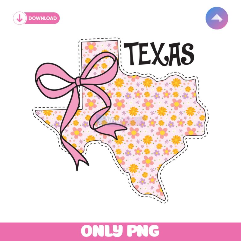 Floral Coquette Bow Texas Floral Trendy Girly Bow Png