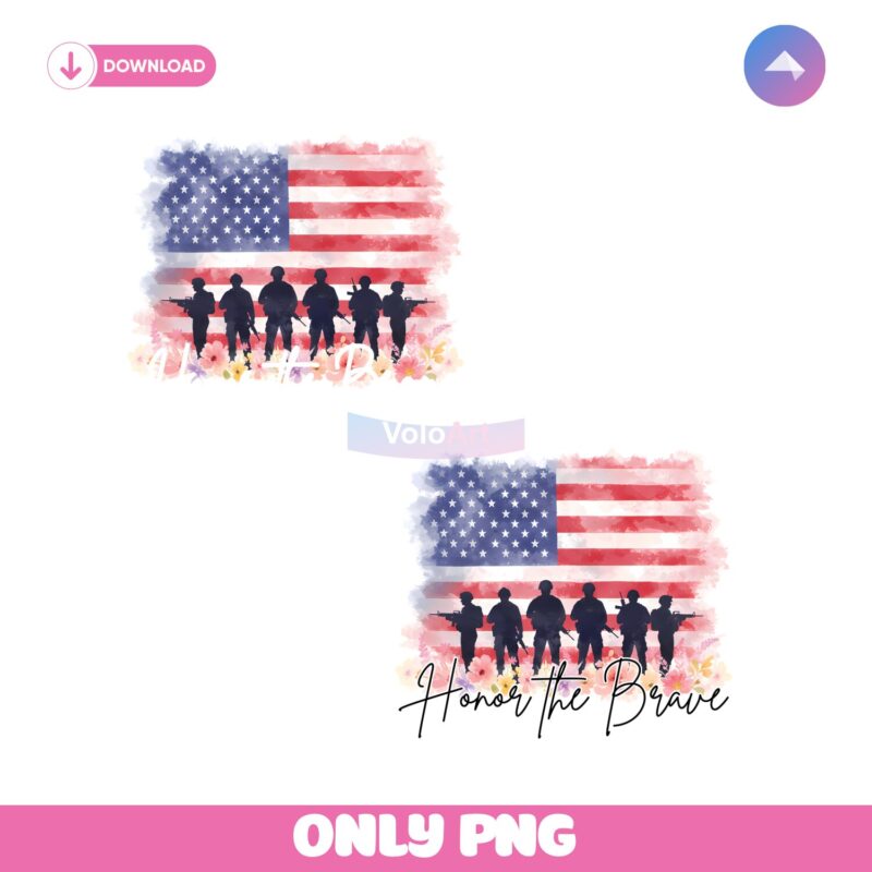Honor The Brave Memorial Day Watercolor Flag PNG