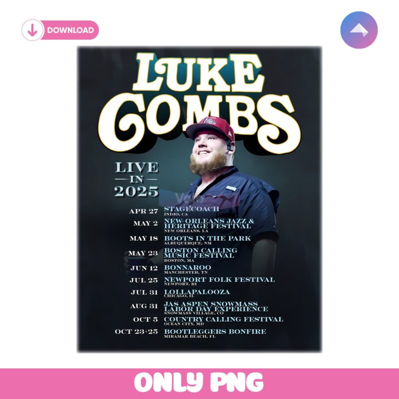 Luke Combs Live In 2025 Tour Dates Png