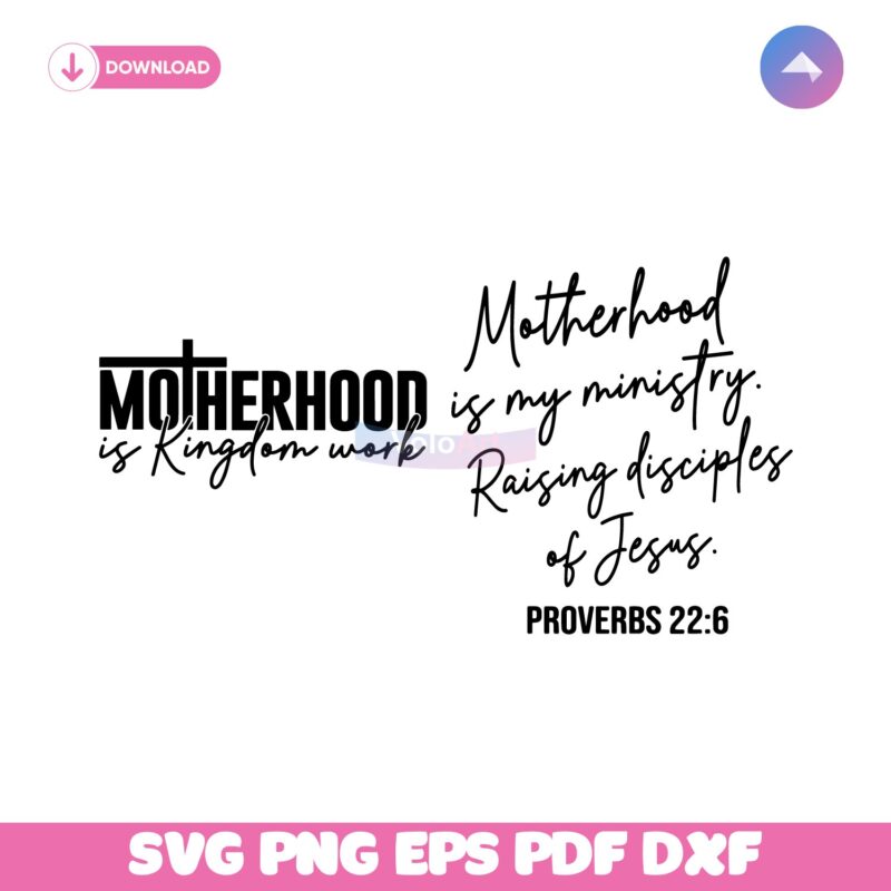 Motherhood Is Kingdom Work Christian Mama Svg