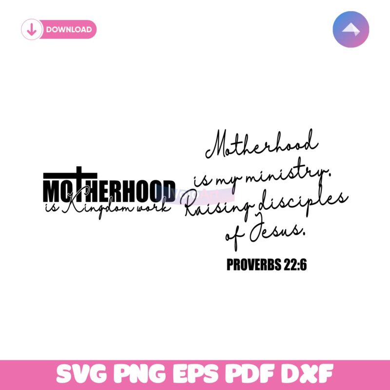Motherhood Is Kingdom Work Christian Mom Svg