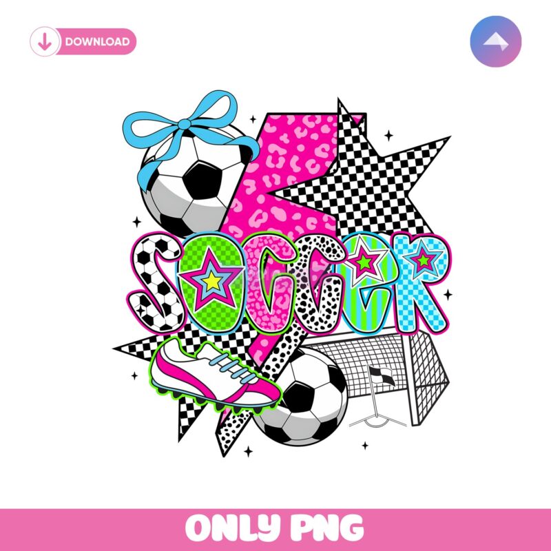 Preppy Soccer Coquette Checkered Star Mama Png