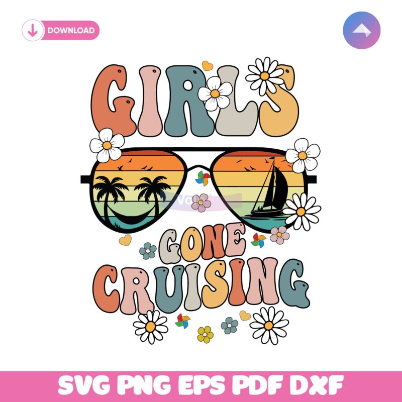 Retro Girls Gone Cruising Cruise Vacation Svg