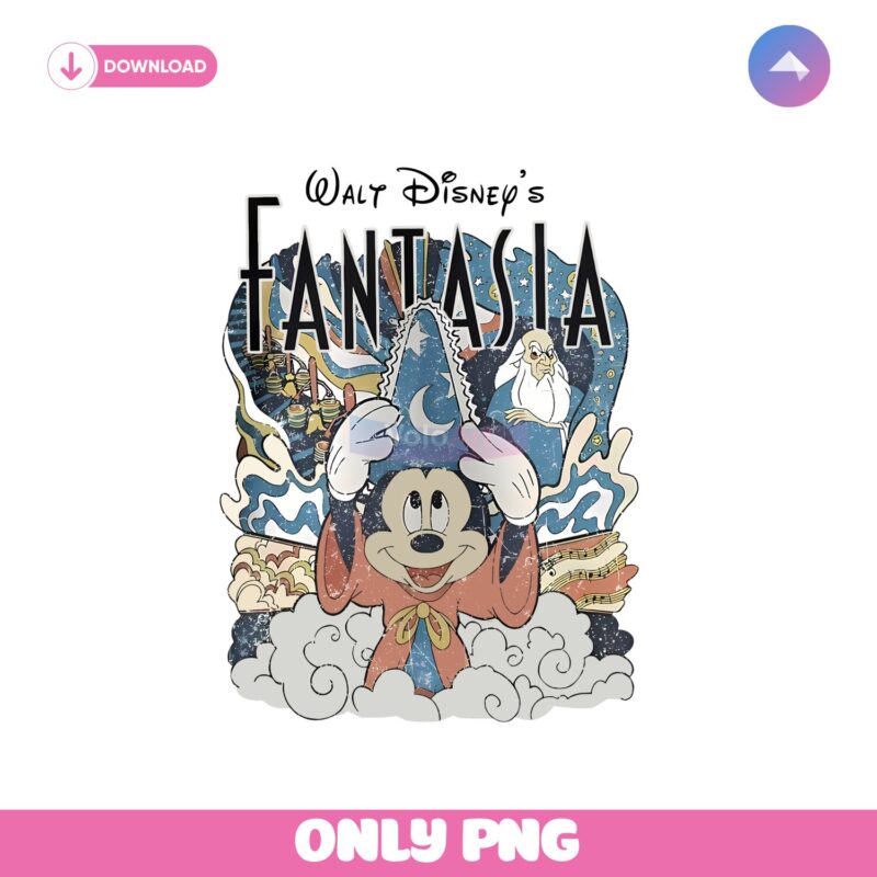 Vintage Walt Disney Fantasy Fantasia Sorcerer Mickey Png