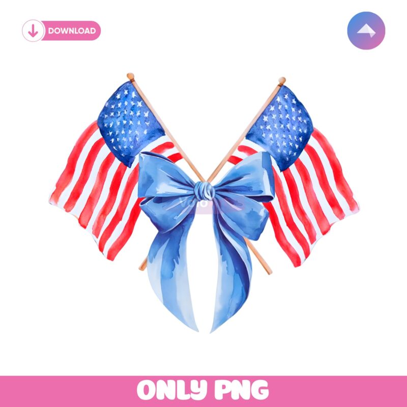 America Flag Girly Bow Coquette Usa 4Th Of July PNG