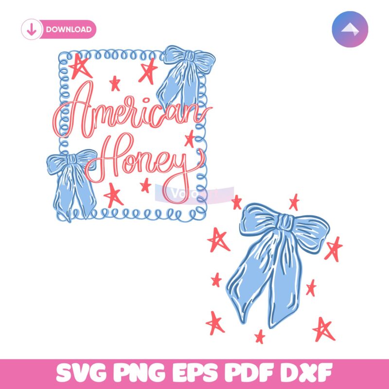 American Honey Flag Bows Coquette SVG Sublimation