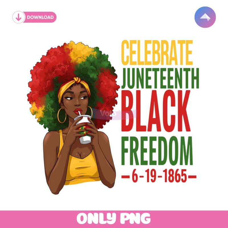 Celebrate Juneteenth Black Freedom 1865 PNG