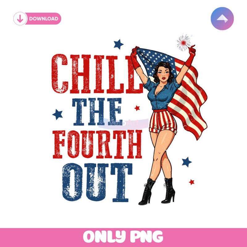 Chill The Fourth Out Snarky Retro Cowgirl Vibes PNG