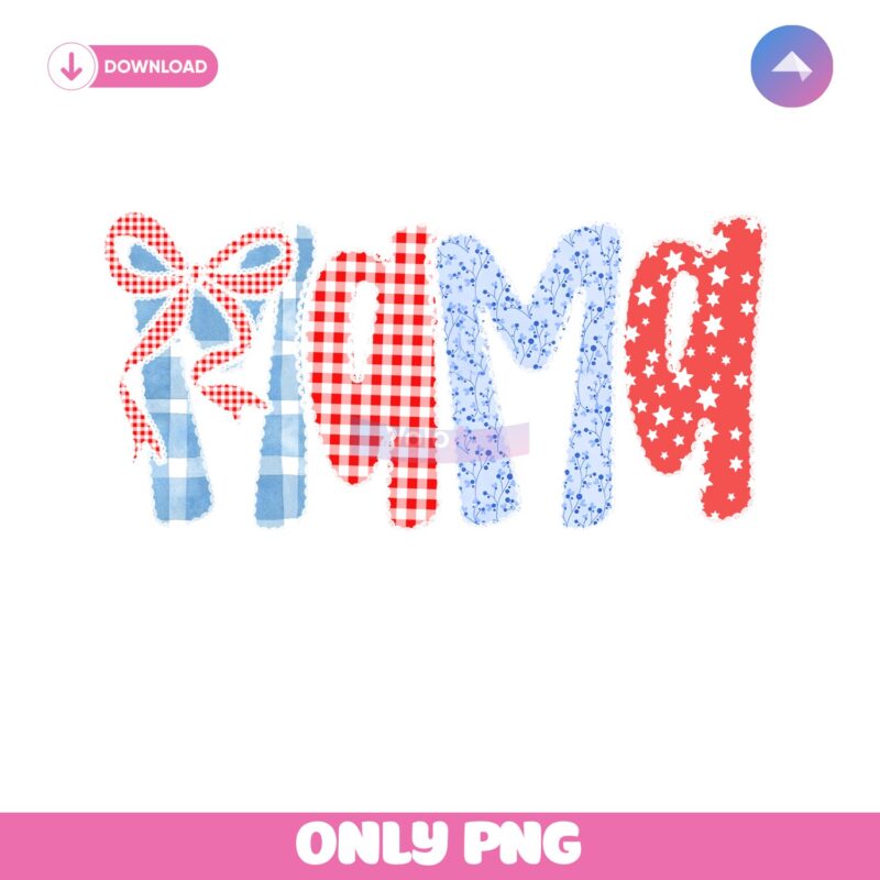 Coquette Mama Cottagecore Patriotic Bow Lace PNG