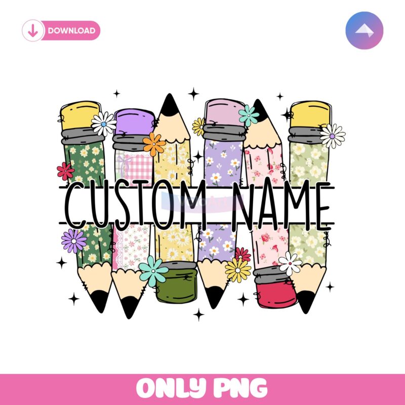 Custom Coquette Teacher Floral Pencil PNG