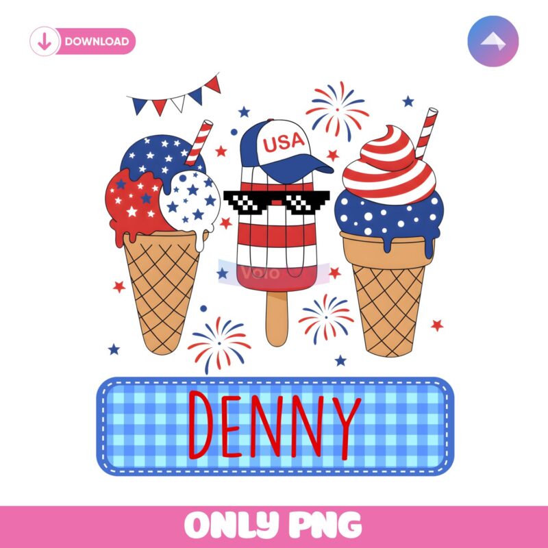 Custom Name 4Th Of July Boys Patriotic Ice Cream PNG