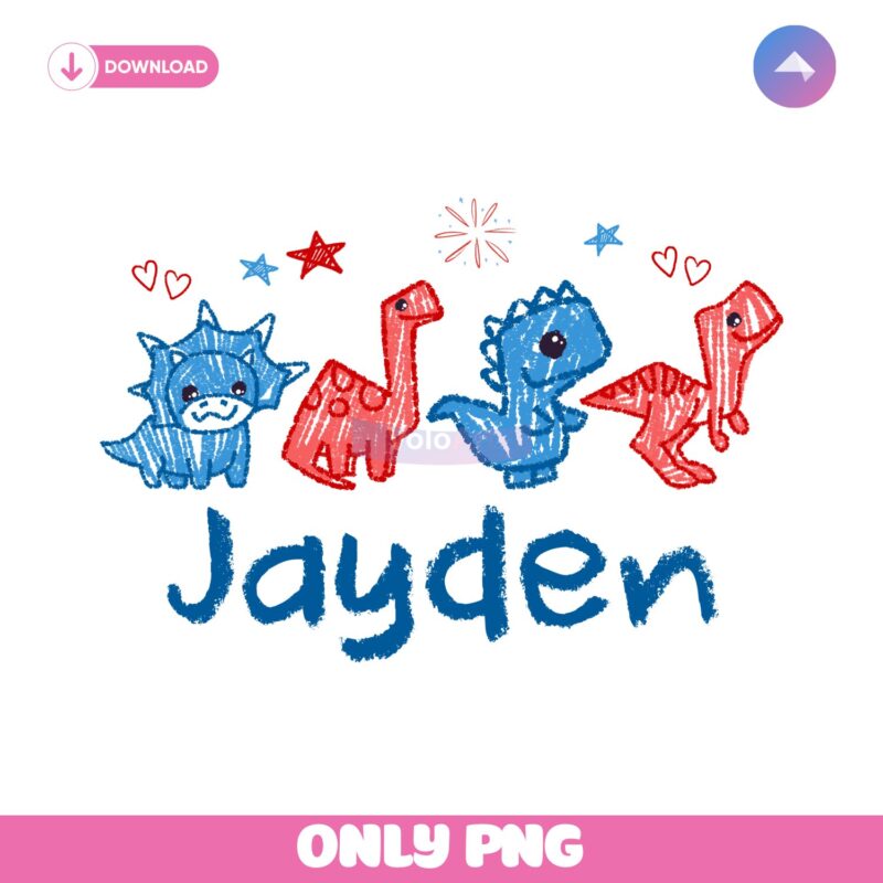 Custom Name 4Th Of July Dinosaur Patriotic Toddler Boy PNG