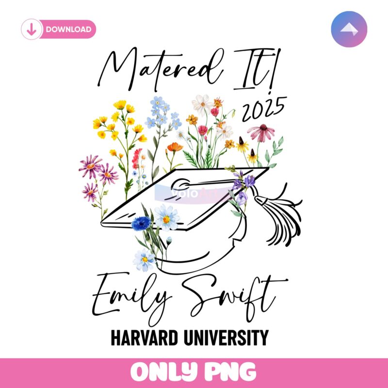 Custom Name Mastered It 2025 Wildflower Graduation PNG