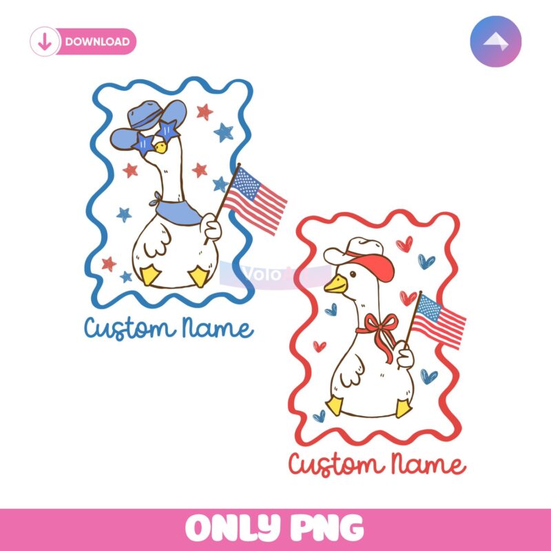 Custom Patriotic Goose 4Th Of July Matching Name Design PNG