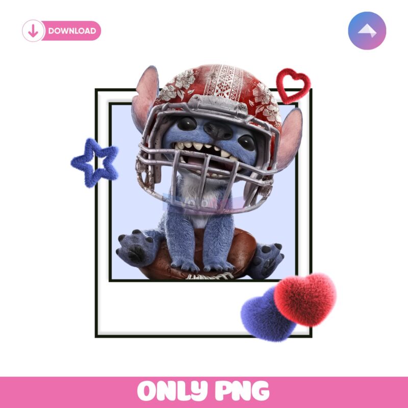 Cute Blue Alien Disney Stitch Football Polaroid PNG