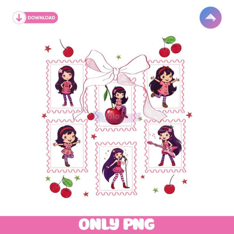 Cute Cherry Girl Coquette Cartoon PNG