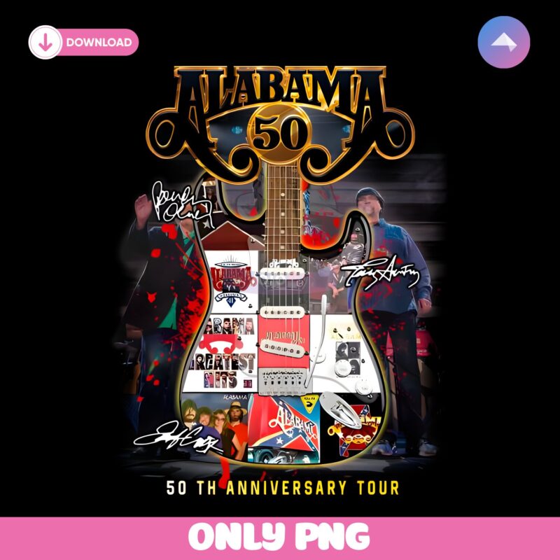 Guitar Alabama Band 50Th Anniversary Tour Signatures PNG