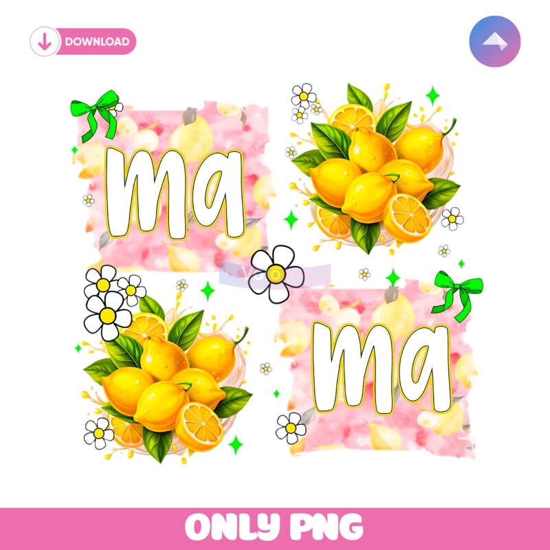 Lemon Mama Floral Bright Summer Mom Png Sublimation