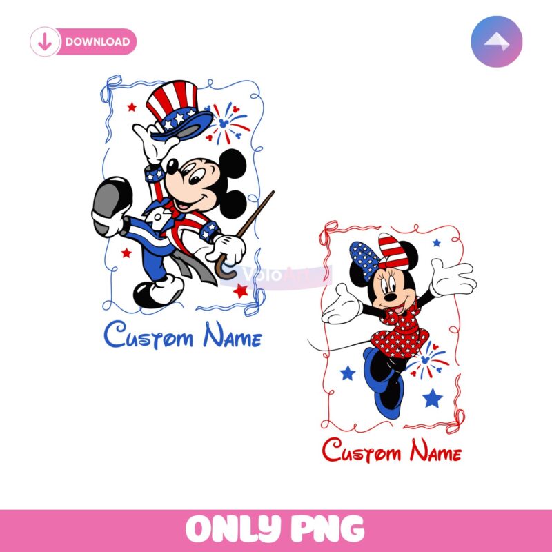Matching Mouse Patriotic 4Th Of July Custom Name PNG