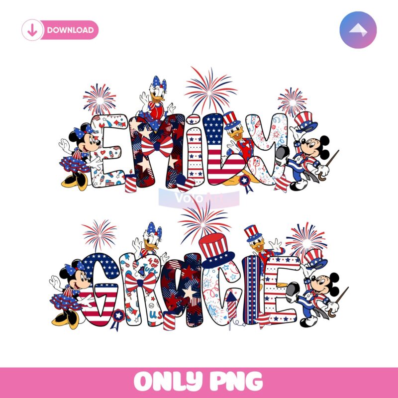 Mouse And Friends 4Th Of July Red White And Blue Family PNG