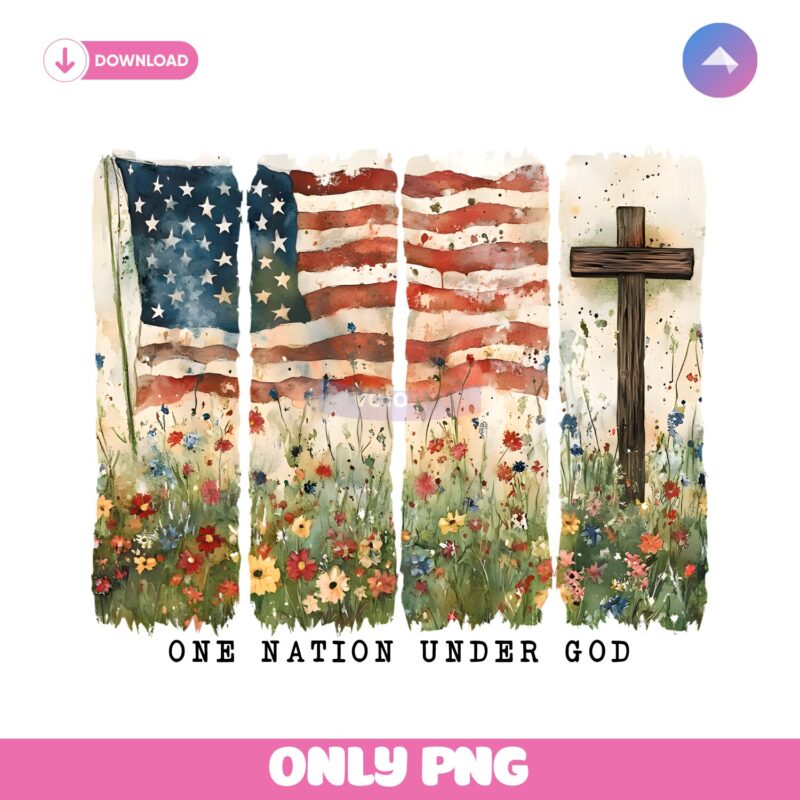 One Nation Under God America Christian Brushstroke PNG