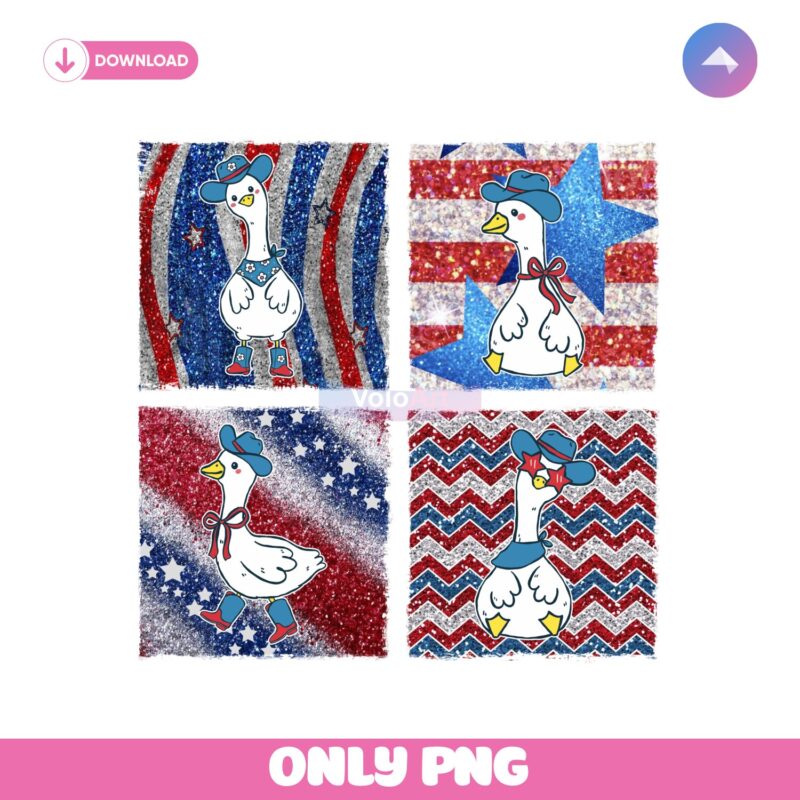 Patriotic Goose Funny 4Th Of July Usa Glitter PNG Sublimation Design