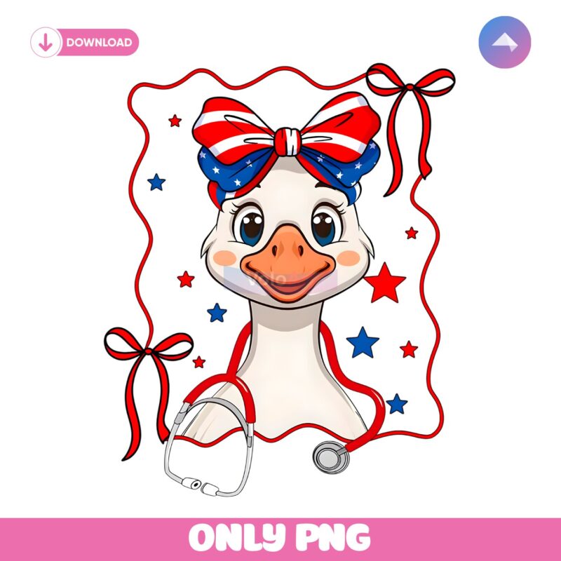 Patriotic Goose Nurse Stethoscope Coquette PNG