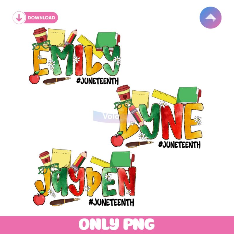 Personalized School Name Juneteenth Teacher PNG