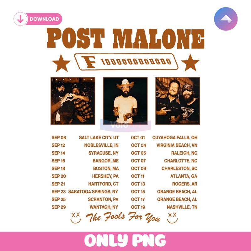 Post Malone F1 Trillion Tour 2025 PNG Sublimation