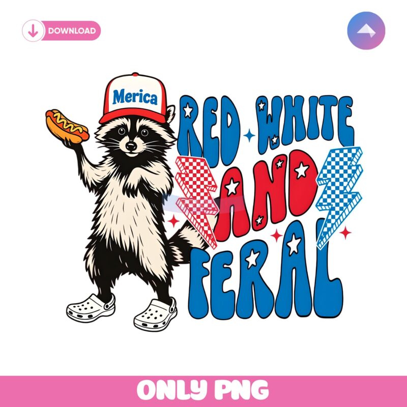 Red White And Feral Funny Raccoon Merica PNG