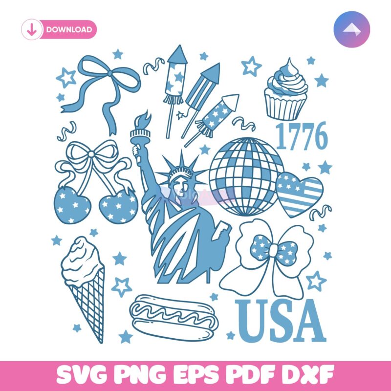 Retro America Coquette Preppy 4Th Of July SVG