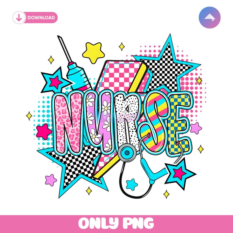 Retro Checkered Nurse Life Preppy Sublimation PNG