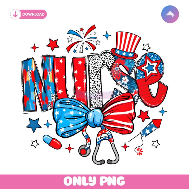 Retro Coquette Usa Nurse Week 4Th Of July America PNG