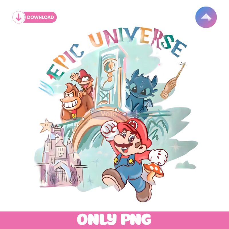 Retro Epic Universe Family Super Mario PNG