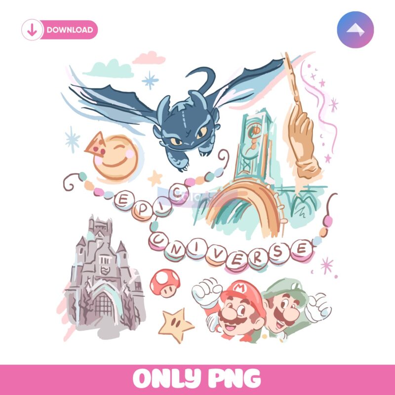 Retro Epic Universe Park Trip 2025 Disney PNG