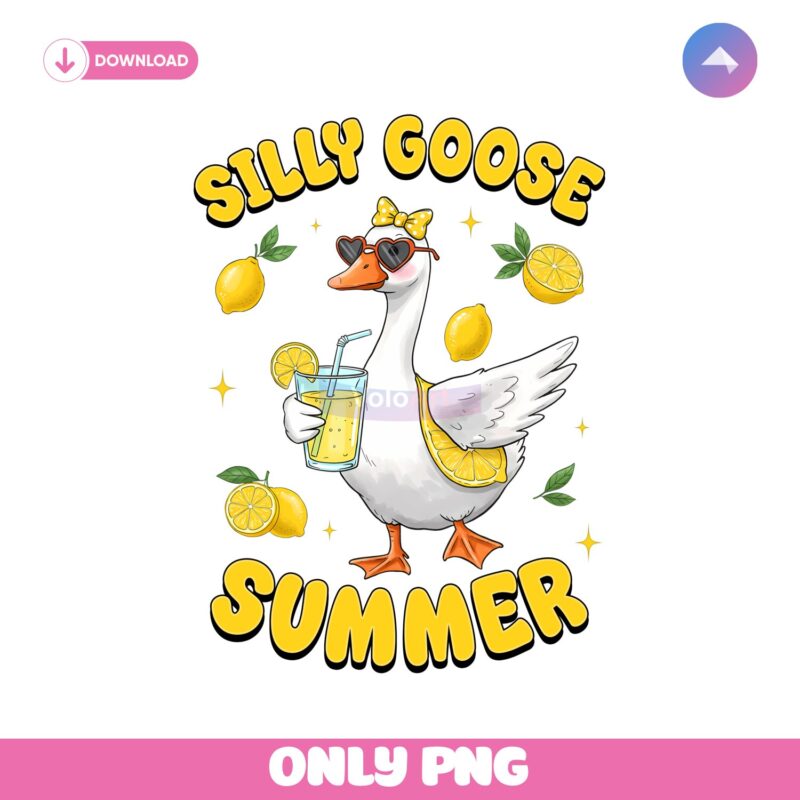 Silly Goose Summer Lemon Vibes Funny Duck PNG
