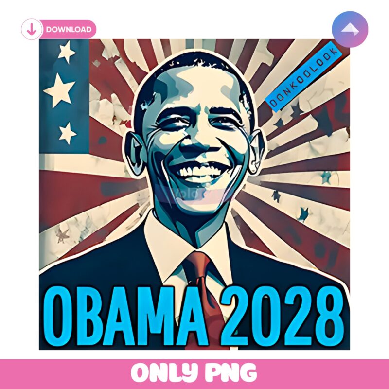 Vintage Barack Obama 2028 America Flag PNG