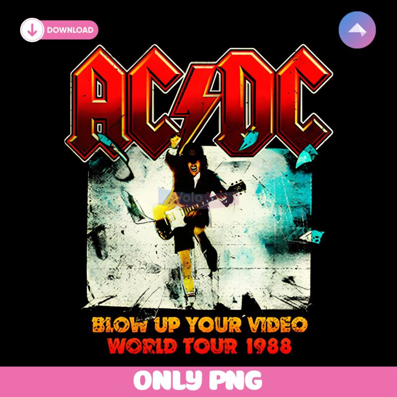 Acdc Blow Up Your Video World Tour 1988 PNG Vintage Rock Band PNG