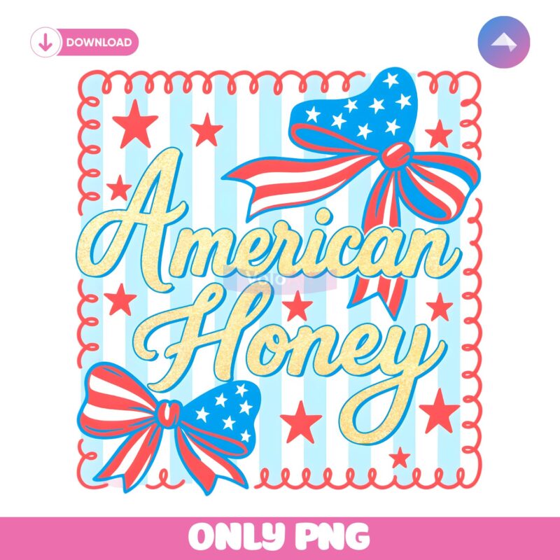 American Honey Coquette Preppy Bow 4Th Of July PNG