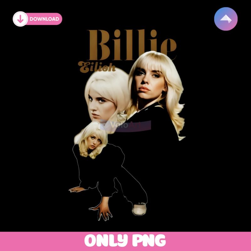 Billie Eilish Blonde Era Trio Portrait Graphic Concert PNG